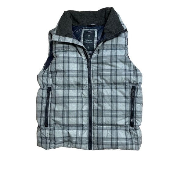 GAP OUTDOOR EDITION VEST PUFFER FULL ZIP ZIP POCKETS WOMENS XS GRAY PLAID WARM - Picture 1 of 8